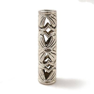 Hollow Tibetan Style Alloy Carved Flower Tube Beads