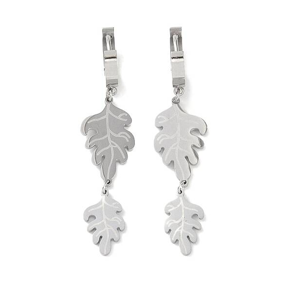 Non-Tarnish Leaf 304 Stainless Steel Dangle Earrings