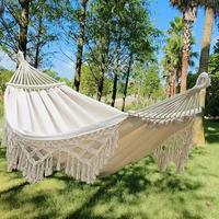 Portable Outdoor Hammock, Solid Color Hammock with Tassels, Hammock for Garden & Beach Camping, Outdoor Camping & Hiking Equi...