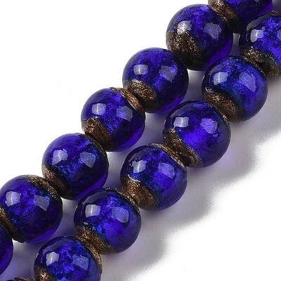Handmade Gold Sand Lampwork Beads Strands