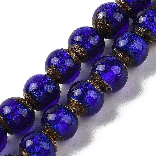 Handmade Gold Sand Lampwork Beads Strands