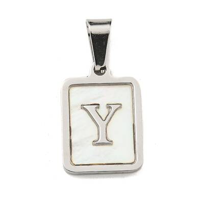 304 Stainless Steel Pave Natural White Shell Pendants