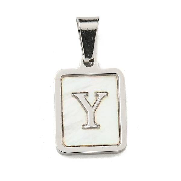 304 Stainless Steel Pave Natural White Shell Pendants