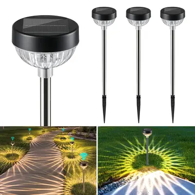 FabStyl RGB Bright Solar LED Pathway Lights, Automatic Sync of Lighting Color, 10 Lighting Modes, Durable Waterproof for Outd...