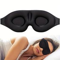 3d Sleep Eye Mask, Adjustable Breathable Eye Cover, Soft Light Blocking Eye Mask, Black Sleep Mask for Travel, Airplane, Offi...