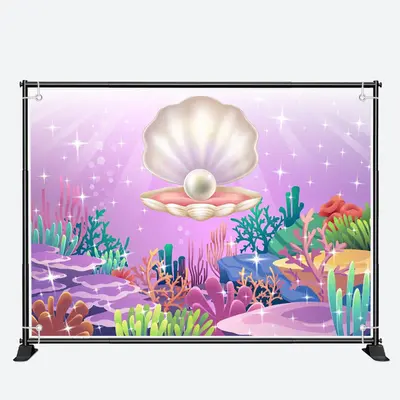Undersea Pearl Shell Coralline Birthday Backdrop - Aperturee