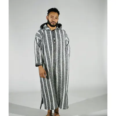 White and Grey Winter Djellaba