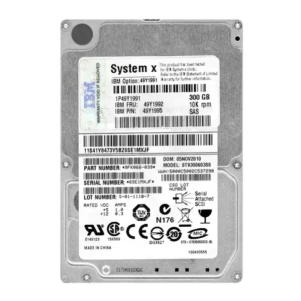 49Y1992 IBM 300GB 6Gb/s SAS 10000 2.5-Inch Hard Drive