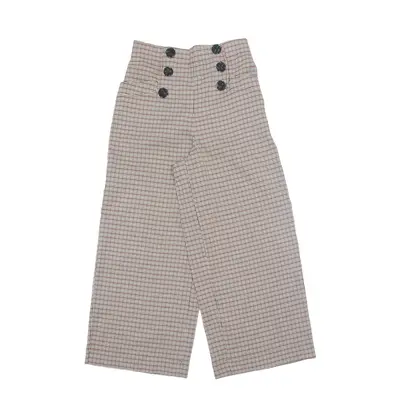 SANS SOUCI Houndstooth Pattern Trousers Cream Relaxed Wide-Leg Womens W28 L26