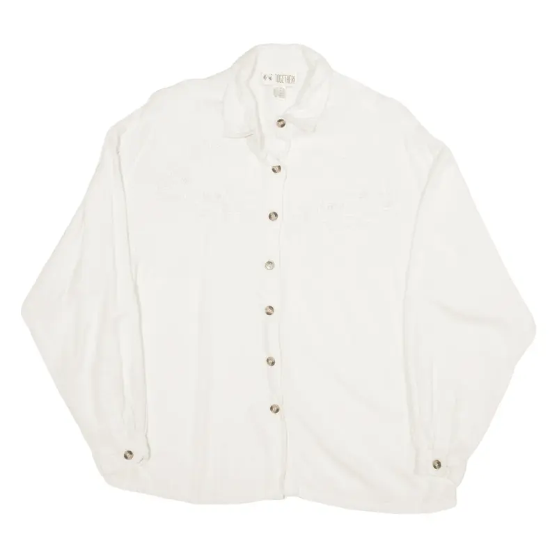 TOGETHER Shirt White Viscose Floral Long Sleeve Womens UK 12
