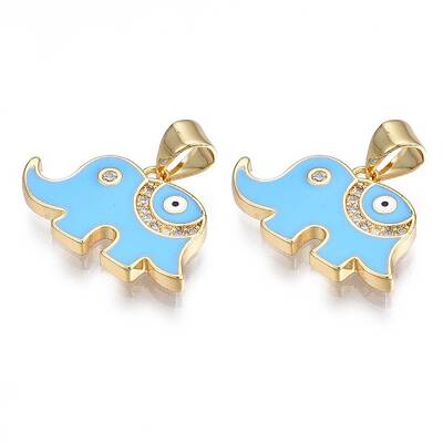 Brass Micro Pave Clear Cubic Zirconia Pendants