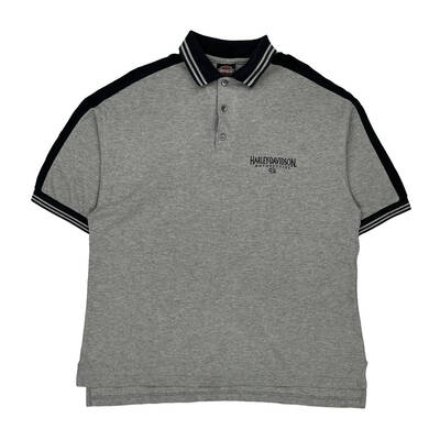 Harley Davidson Polo Shirt - XL Grey Cotton