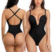 The new tight deep v body suit Europe and the United States abdomen plastic waist thong backless body suit shapewear
