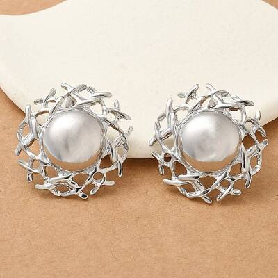 304 Stainless Steel Flat Round Stud Earrings for Women