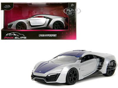 Lykan Hypersport Silver Metallic and Purple Pink Slips Series 1/32 Diecast Model Car by Jada