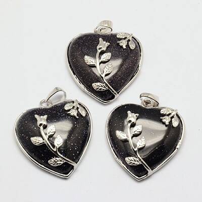 Heart Synthetic Blue Goldstone Pendants