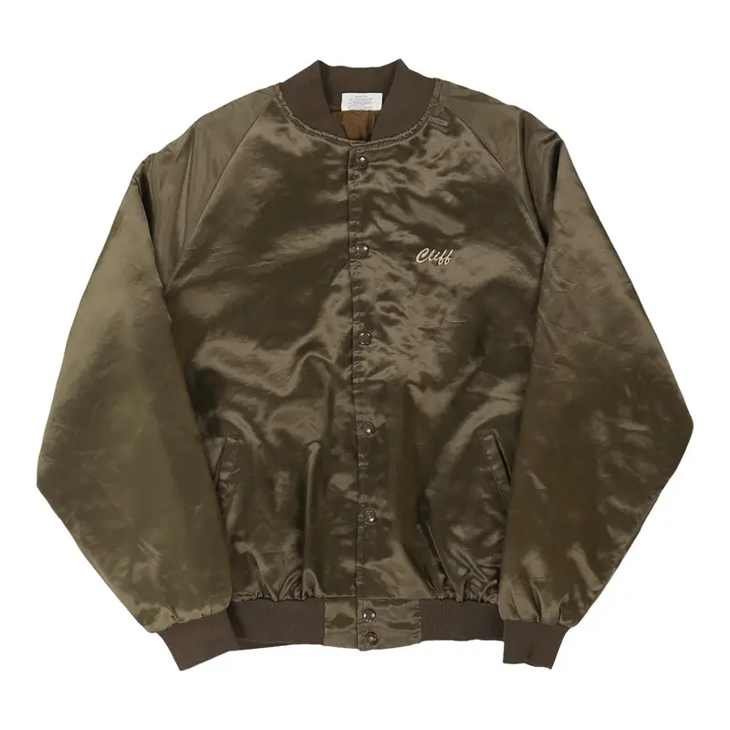 Cliff, National Fire Repair Satins Bomber Jacket - XL Khaki Nylon