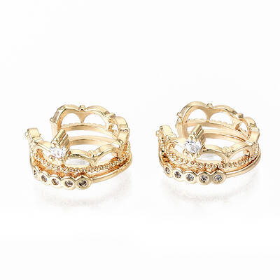 Brass Micro Pave Clear Cubic Zirconia Cuff Earrings