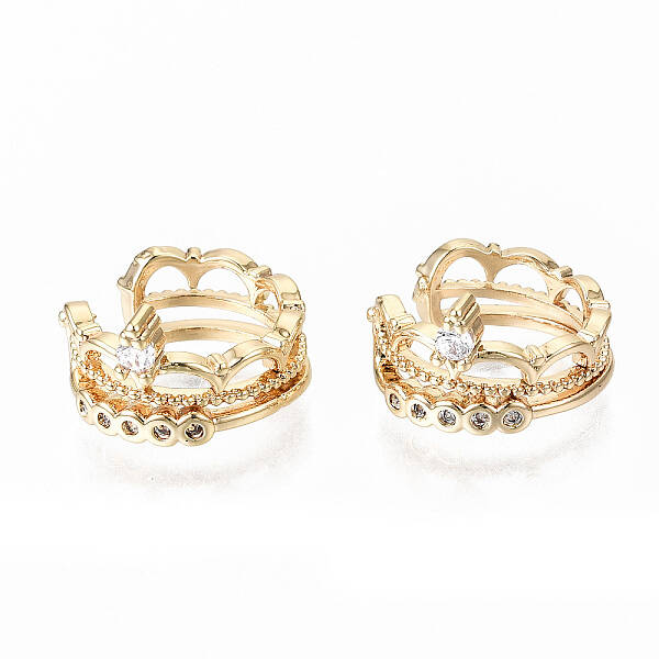 Brass Micro Pave Clear Cubic Zirconia Cuff Earrings