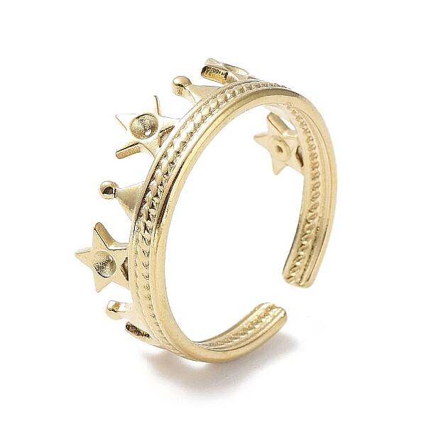 304 Stainless Steel Star Crown Cuff Ring Findings