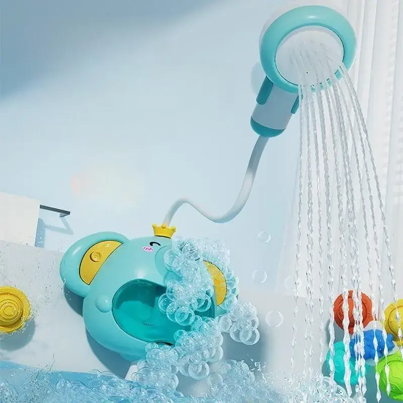 Electric Water Spray Elephant Design Bubble Shower Head Toys, 1 Set Cute Fun Cartoon Shower Head without Batteries, Baby Bath...