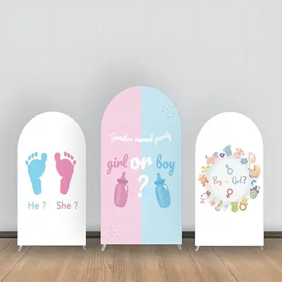 Pink Blue Foot Print Baby Stuff Arch Backdrop Kit - Aperturee