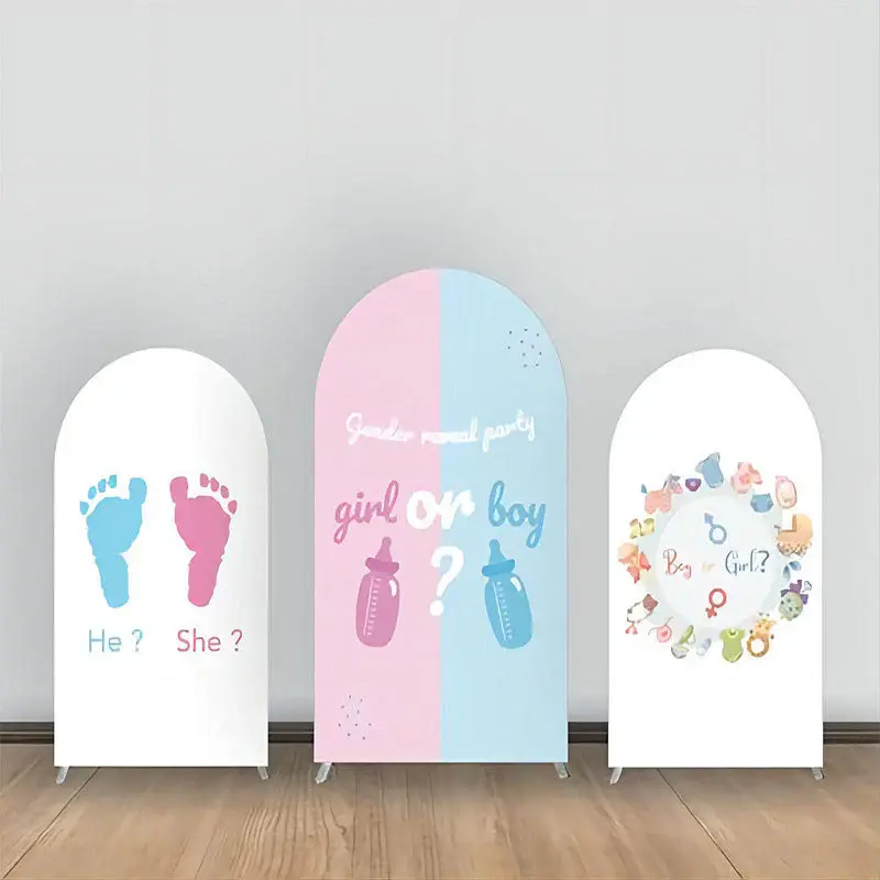Pink Blue Foot Print Baby Stuff Arch Backdrop Kit - Aperturee