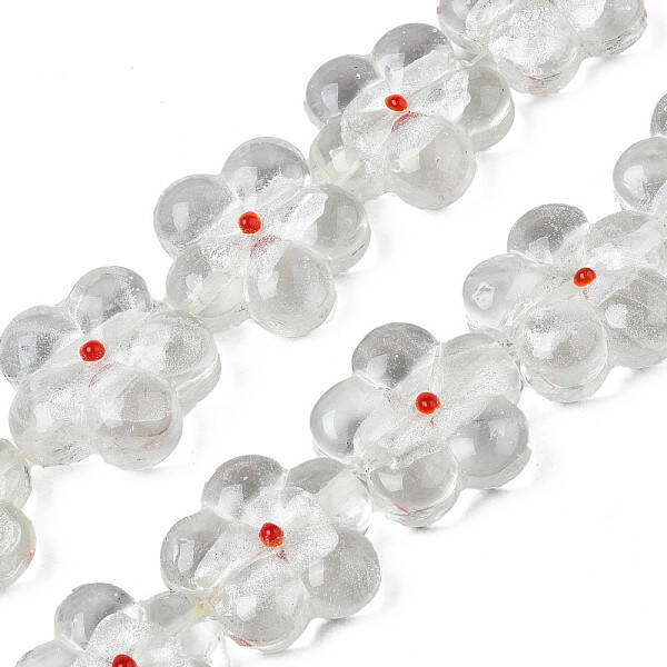 Handmade Silver Foil Lampwork Beads Strands