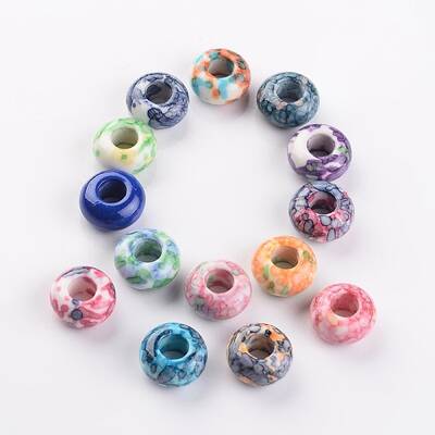 Dyed Rondelle Natural Ocean White Jade Beads