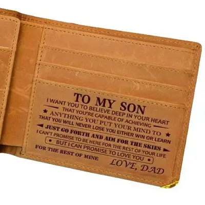 Christmas 2024-Mom to Son Wallet-Engraved Wallet For Son-Wallet for Son From Mom & Dad-Leather Wallet-Mens Wallet-Christmas G...