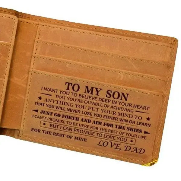 Christmas 2024-Mom to Son Wallet-Engraved Wallet For Son-Wallet for Son From Mom & Dad-Leather Wallet-Mens Wallet-Christmas G...