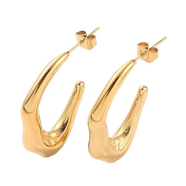 Ion Plating(IP) 304 Stainless Steel Twist Teardrop Stud Earrings