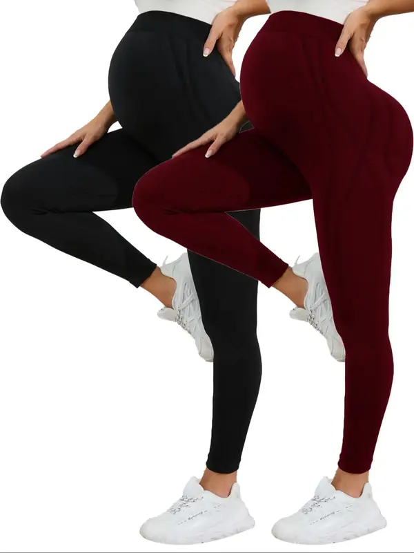Maternity Solid Color High Waist Leggings,  Maternity Yoga Pants, Pregnancy Workout Leggings, Maternity Clothing & Accessori...