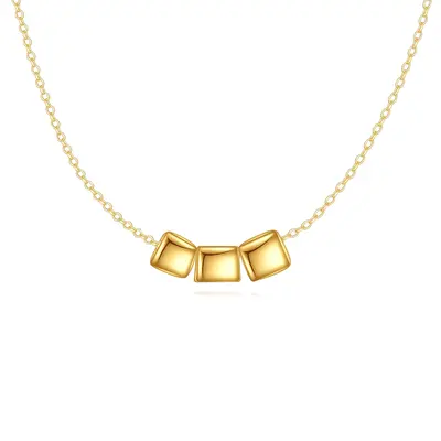 14K Gold Square Pendant Necklace