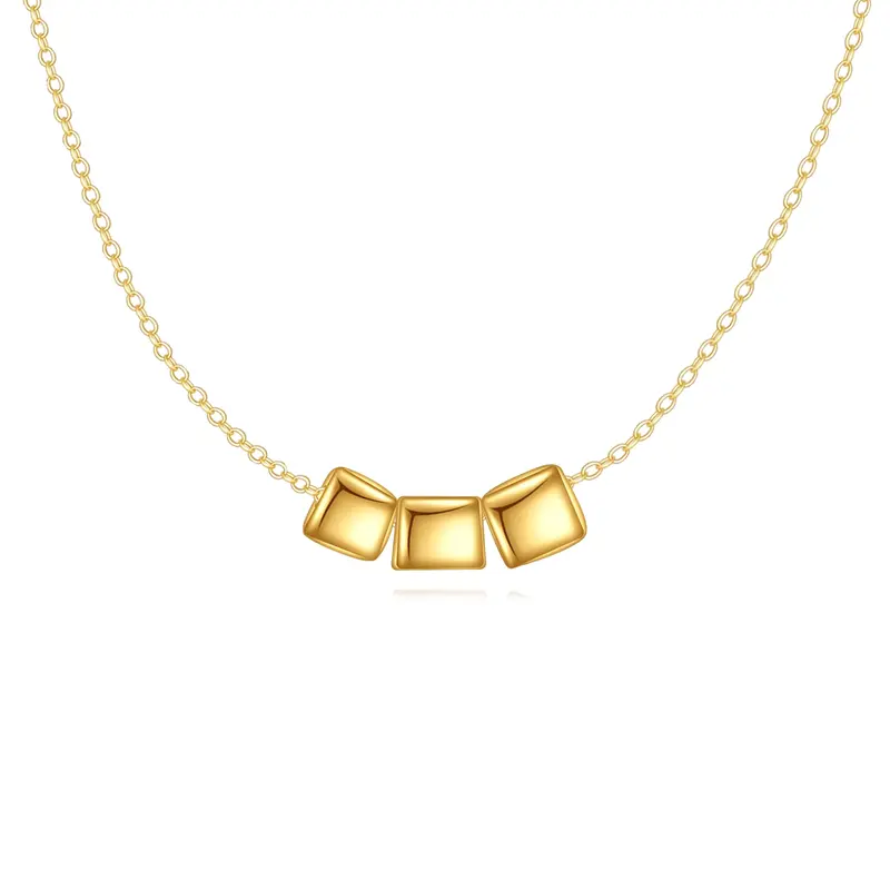 14K Gold Square Pendant Necklace
