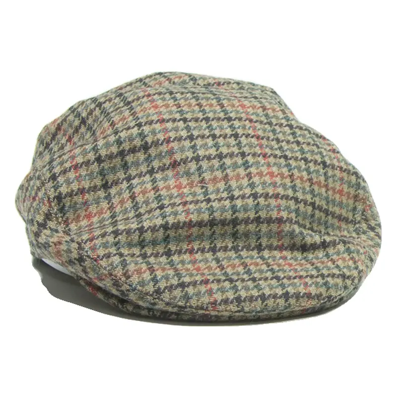NAGY Mens Flat Cap Brown Wool Check M