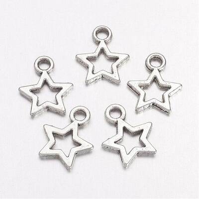 Antique Silver Tibetan Style Star Pendants