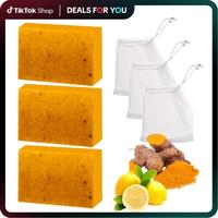 Lemon Turmeric & Kojic Acid Soap Bar, Facial and Body Cleansing, Daily Skin Cleansing Soap Bar, Suitable for Both Men and Wom...