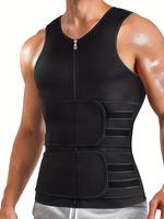 Men's Solid Round Neck Zipper Sauna Tank Top, Breathable Comfortable Sports Tank Top for Workout Gym Exercise for Men, Workou...