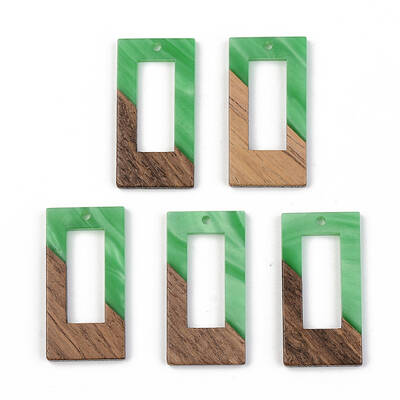 Opaque Resin & Walnut Wood Pendants