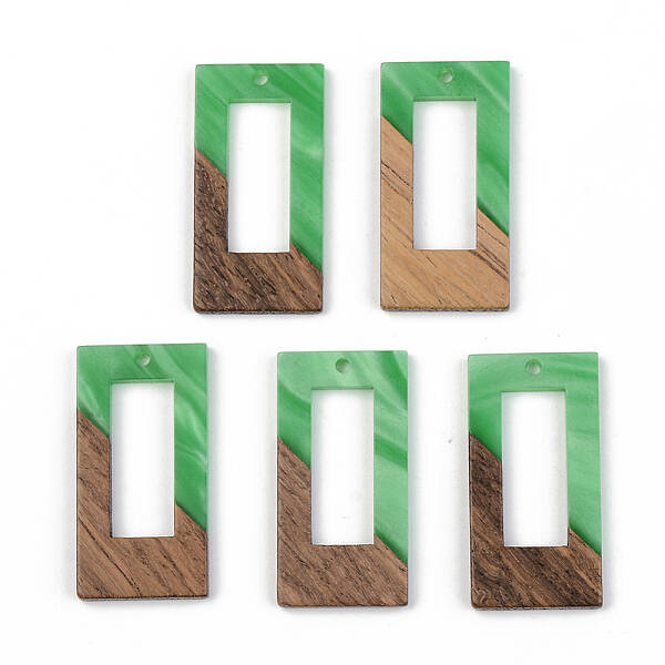 Opaque Resin & Walnut Wood Pendants