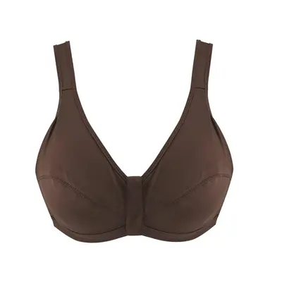 Cocoa - Full Cup Front Closure Silk & Organic Cotton Wireless Bra | Size: 32DD | Color: Cocoa