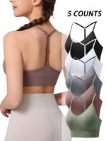 Women's Solid Color Sports Bra, Adjustable Strap Y Back Design Bra, Breathable Comfortable Sports Bra for Yoga Gym Workout Ex...