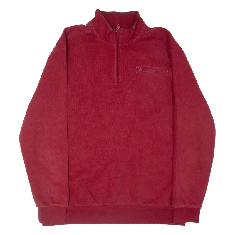BRAX Mens Jumper Maroon 1/4 Zip Tight Knit 2XL