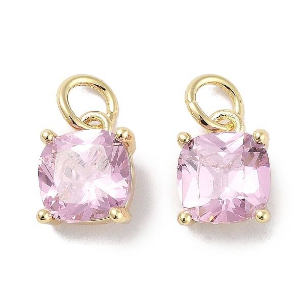 Brass Micro Pave Cubic Zirconia Charms