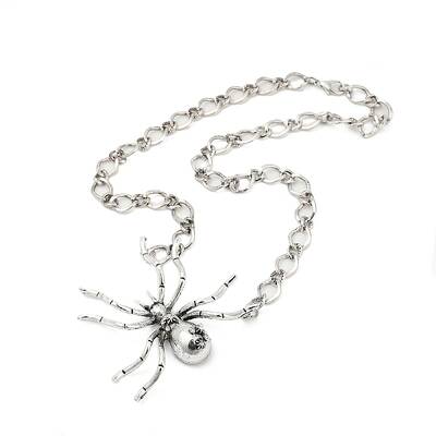 Alloy Crystal Rhiniestone Big Spider Pendant Necklaces for Women Men