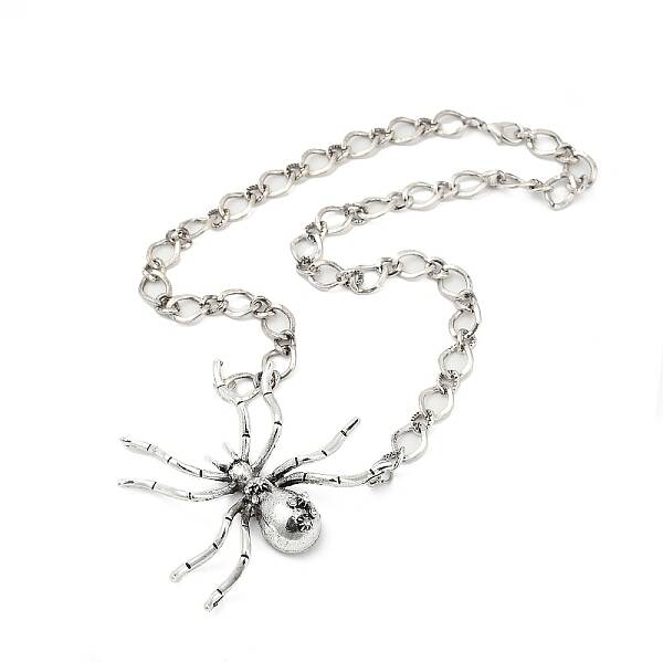 Alloy Crystal Rhiniestone Big Spider Pendant Necklaces for Women Men