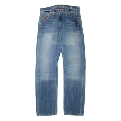 GUESS JEANS Womens Jeans Blue Regular Straight Stone Wash W31 L34