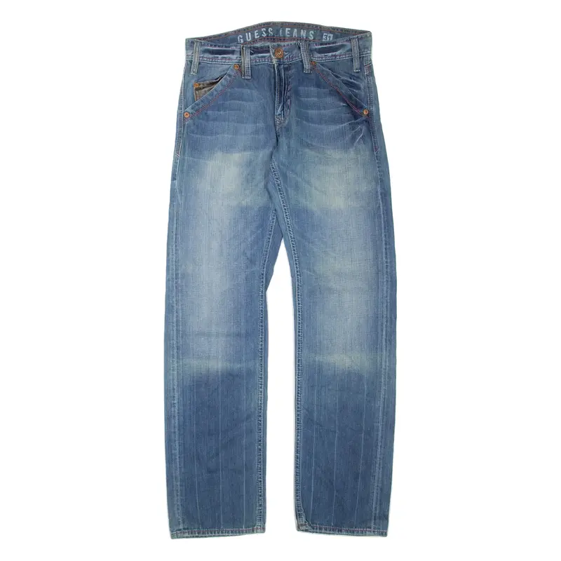 GUESS JEANS Womens Jeans Blue Regular Straight Stone Wash W31 L34