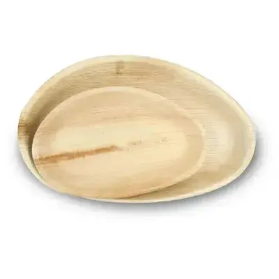Dtocs Bamboo Look Compostable Palm Leaf Plate Dinnerware Oval Combo (50 Pcs) | 10x6 Inch (25 Pcs) & 5x7 Inch (25 Pcs) | Size:...